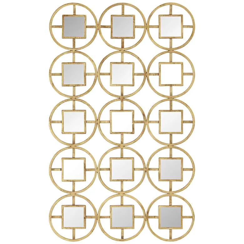 Verna 40 1/2"H Glossy Gold Circle Metal Mirrored Wall Art