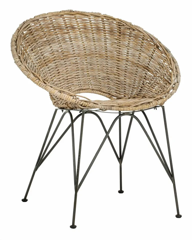 Sierra Rattan Accent Chair - Gray Wash/Dark Steel