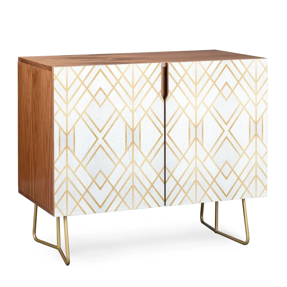 Golden Geo by Elisabeth Fredriksson - Credenza Walnut Gold Legs