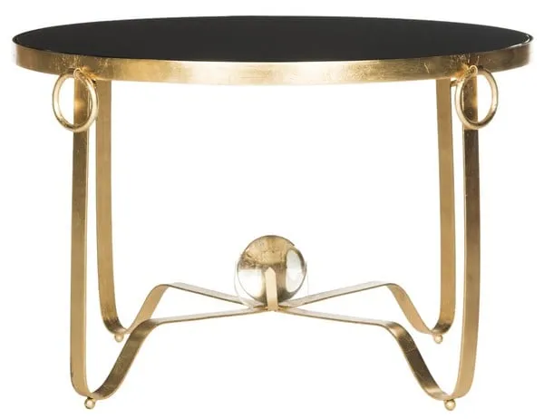 Elisha Round Coffee Table - Glass Ball - Black/Gold