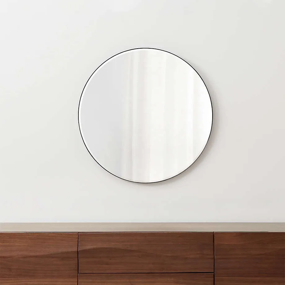 Edge Small Black Round Wall Mirror 30"