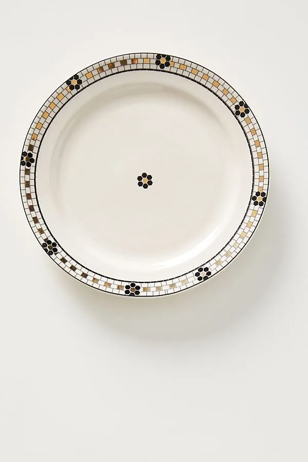 Bistro Tile Stoneware 24k Gold Accent Side Plates, Set of 4