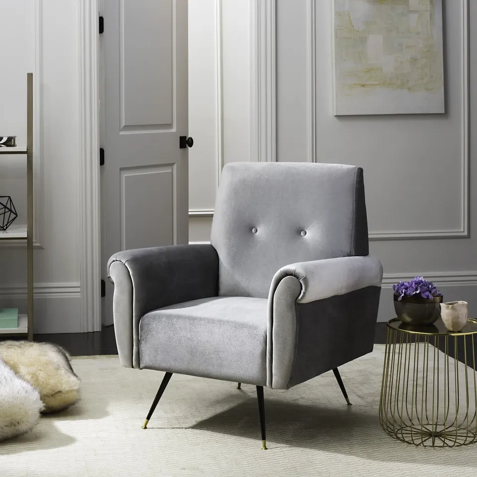 Mira Retro Mid Century Faux Leather Accent Chair - Light Gray