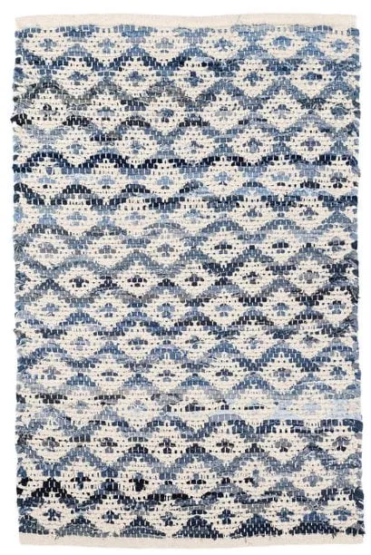 Denim Rag Diamond Ivory Handwoven Cotton Rug