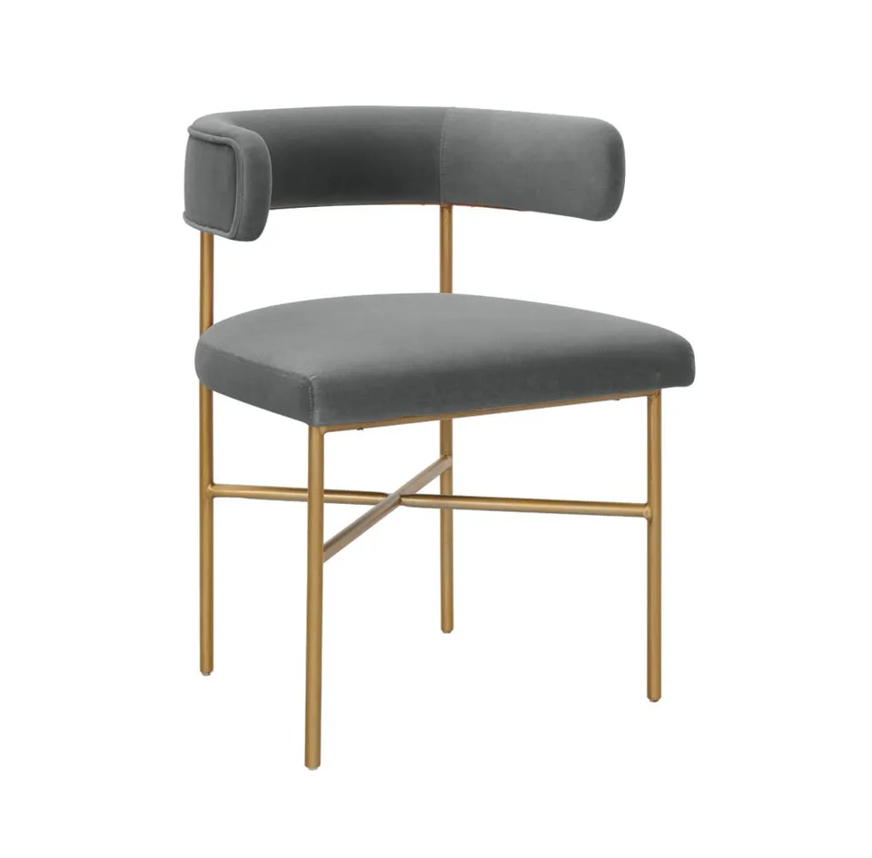 Kim Velvet Chair in Grey