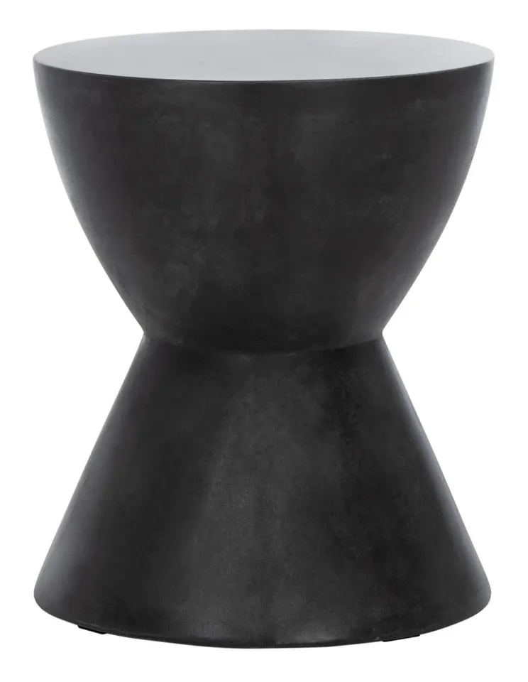 Athena In/Outdoor Round Concrete 17.7" Accent Stool - Black