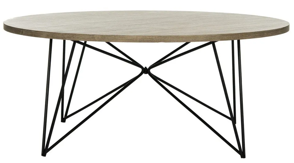 Maris Retro Mid Century Wood Coffee Table - Light Oak/Black