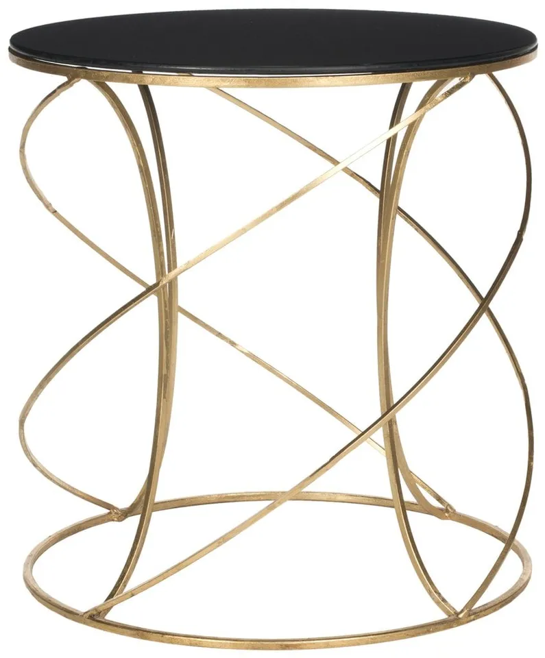 Cagney Glass Top Round Accent Table - Gold/Black