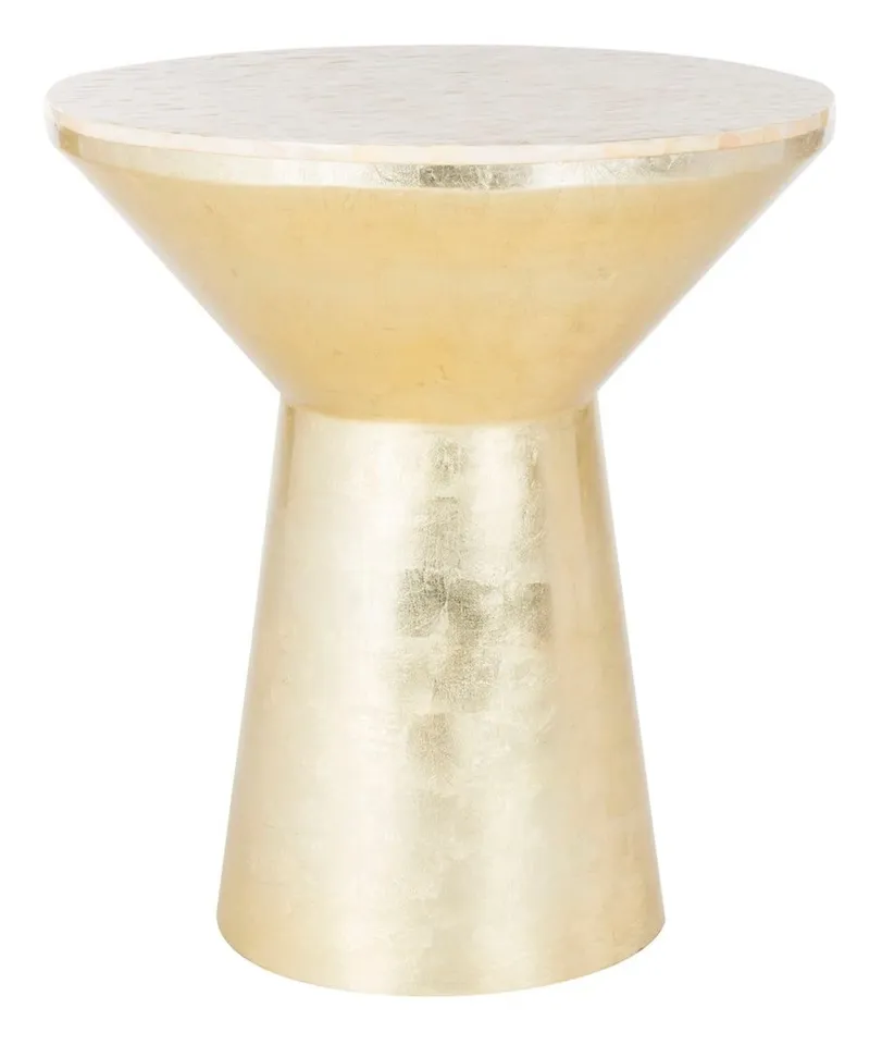 Fae Mosaic Top Round Side Table - Pink Champagne/Gold