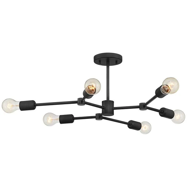 Possini Euro Marco 25" Black 6-Light Branching Sputnik Ceiling Light