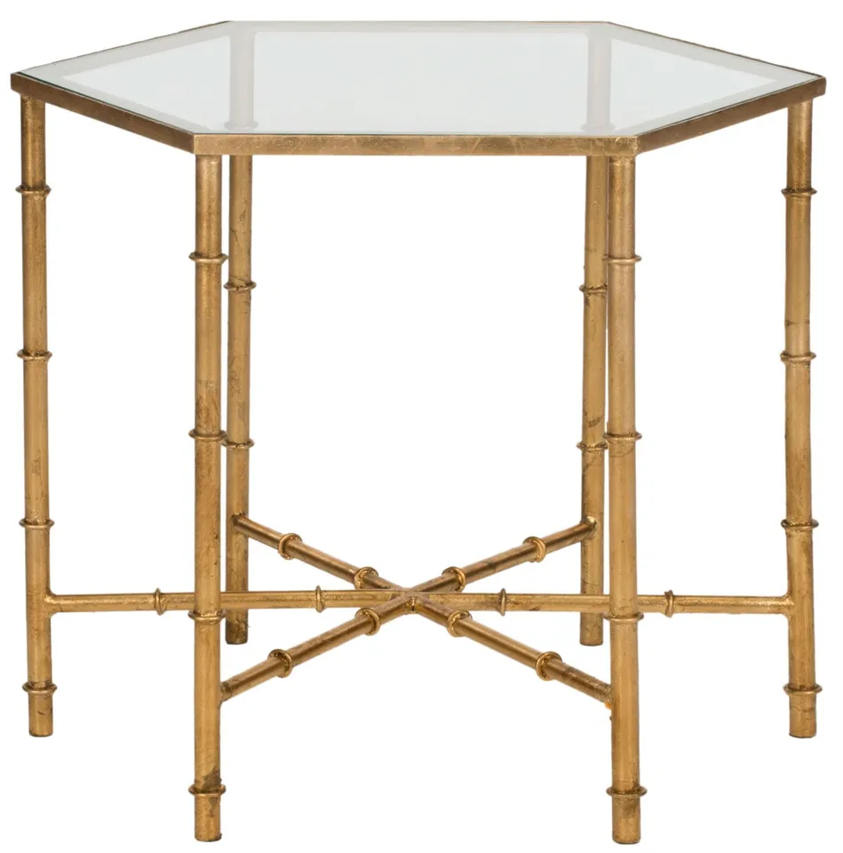 Kerri Mirror Top Accent Table - Gold/Clear