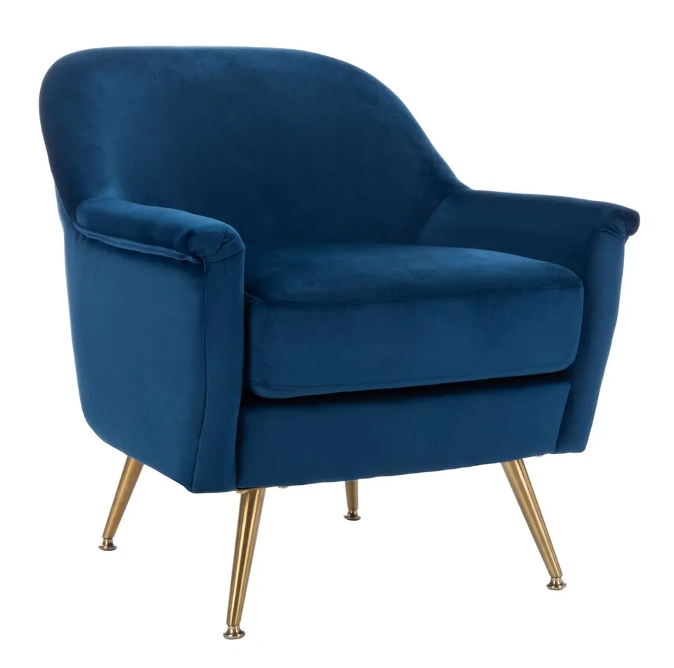 Brienne Mid Century Arm Chair - Navy / Brass
