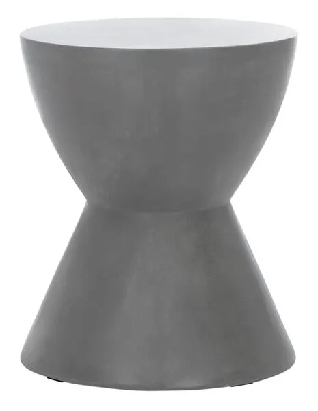 Athena In/Outdoor Round Concrete 17.7" Accent Stool - Dark Grey