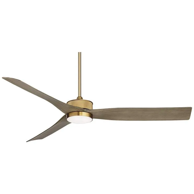 60" Casa Vieja Montage Soft Brass LED Damp Rated Fan with Remote