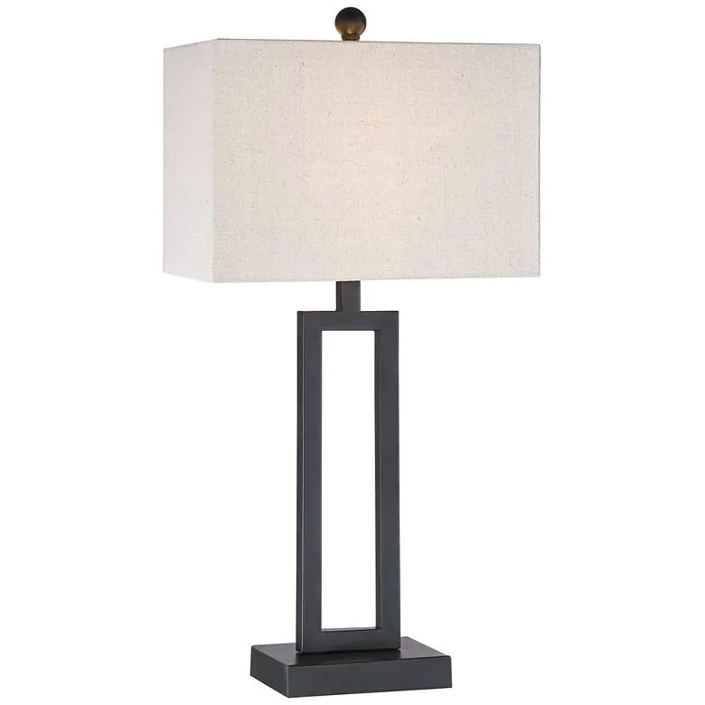 Possini Euro Aston 26" Black Finish Open Rectangle Modern Table Lamp