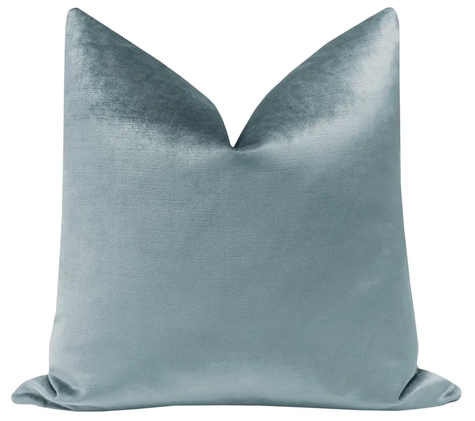 FAUX SILK VELVET // CERULEAN BLUE - 22" X 22"