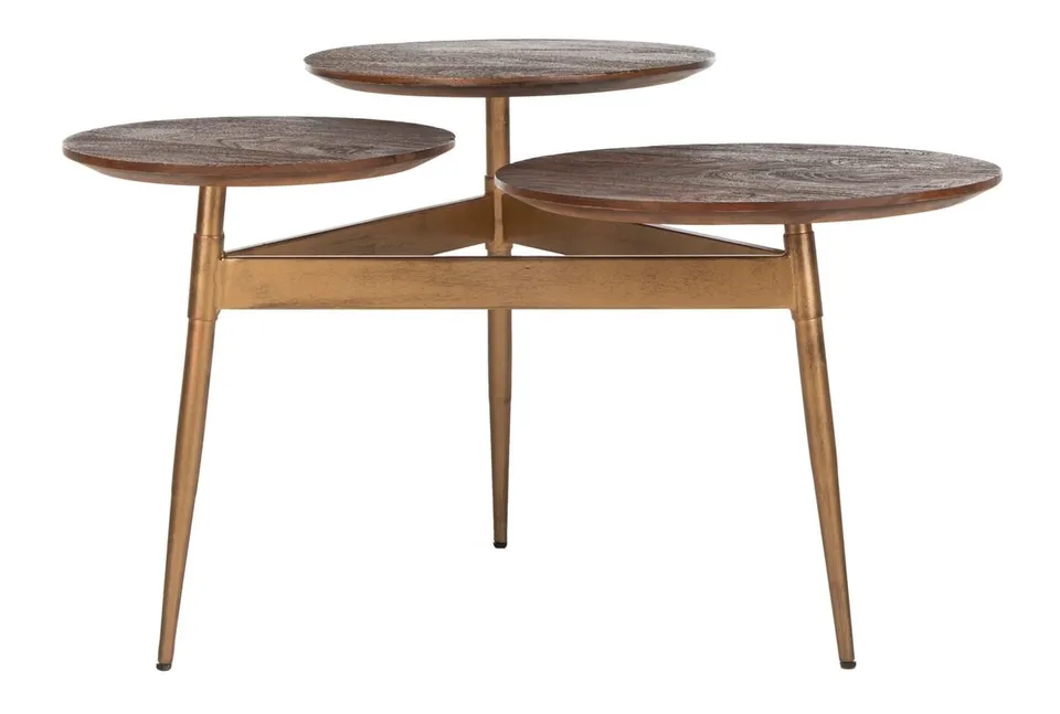 Ian 3 Circle Accent Table - Rustic Honey/Gold