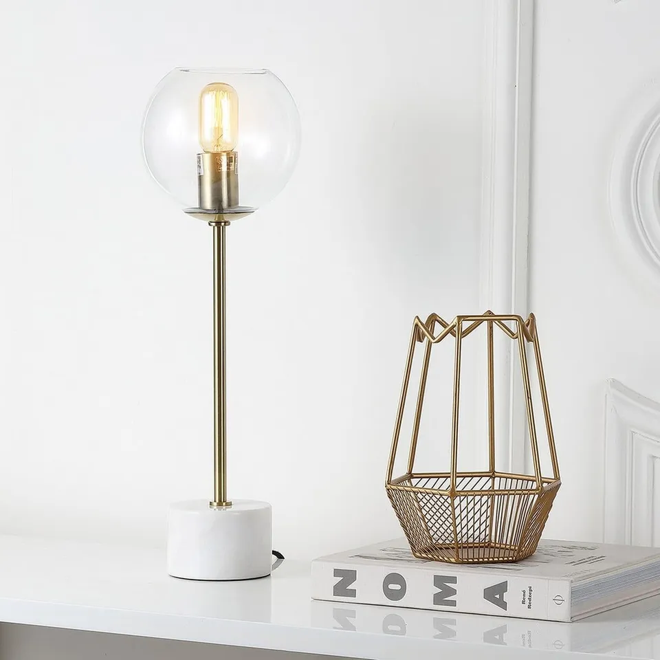 Caden 22.25-Inch High Table Lamp - Brass Gold/White