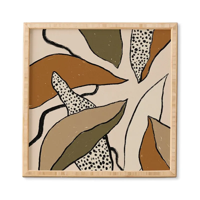 Patterned Tropical Leaves by Alisa Galitsyna - Framed Wall Art Bamboo 12" x 12"