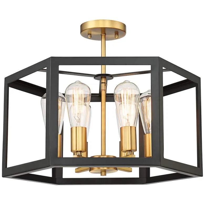 Possini Euro Beni 20" Wide 6-Light Bronze and Gold Ceiling Light