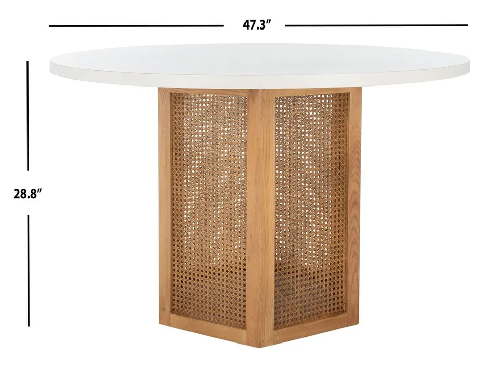 Danez Cane Dining Table - White / Natural