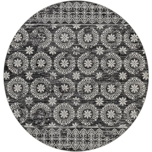 Lavadora Black Indoor 6'7" x 6'7" Machine Woven Rug