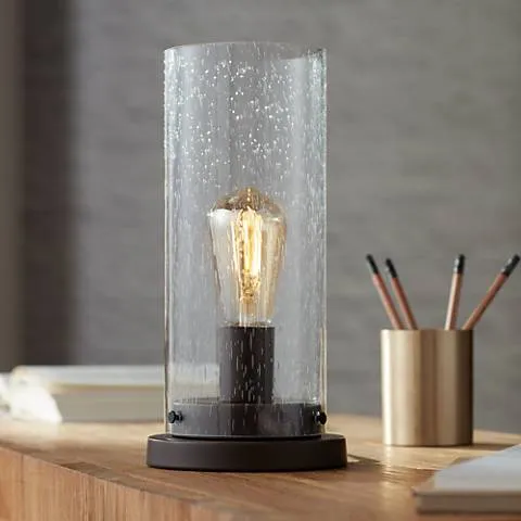 Munro 12" Seeded Glass Accent Lamp with Edison LED Bulb