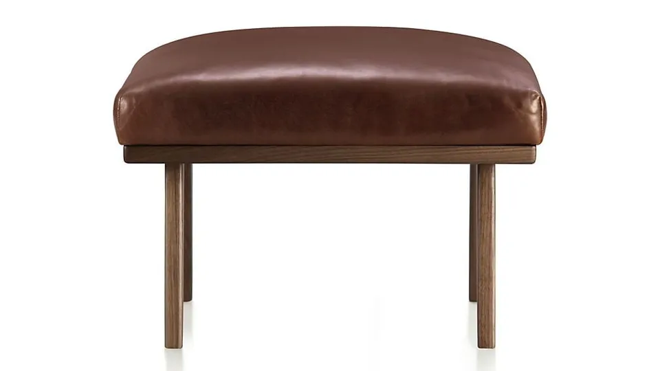 Cavett 22" Wood and Leather Ottoman