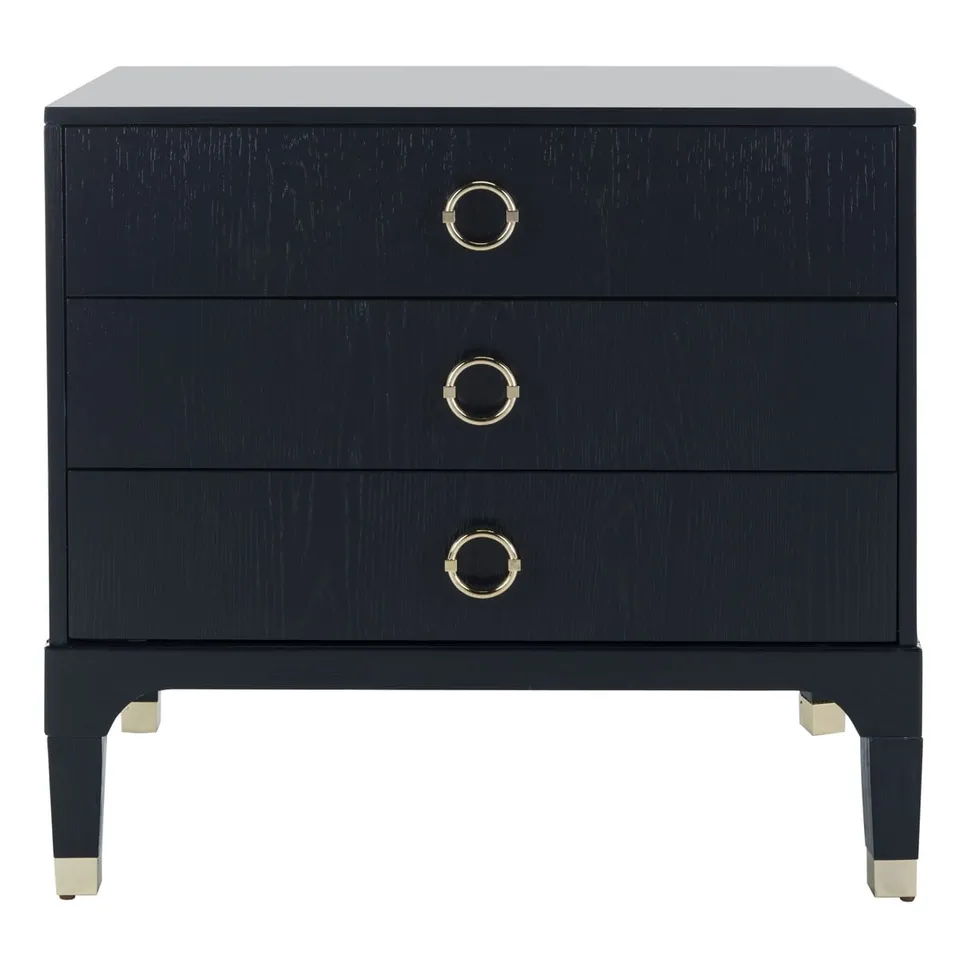 Lorna 3 Drawer Contemporary Nightstand - Navy