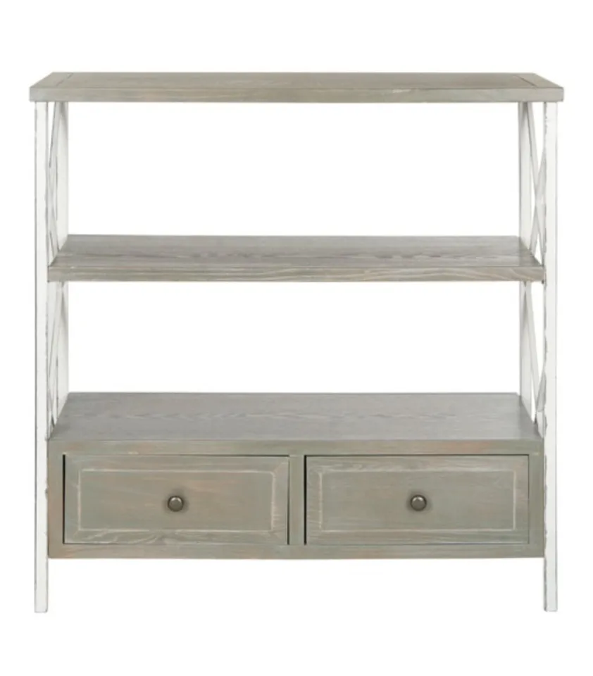 Chandra Console With Storage Drawers - French Gray/White Smoke