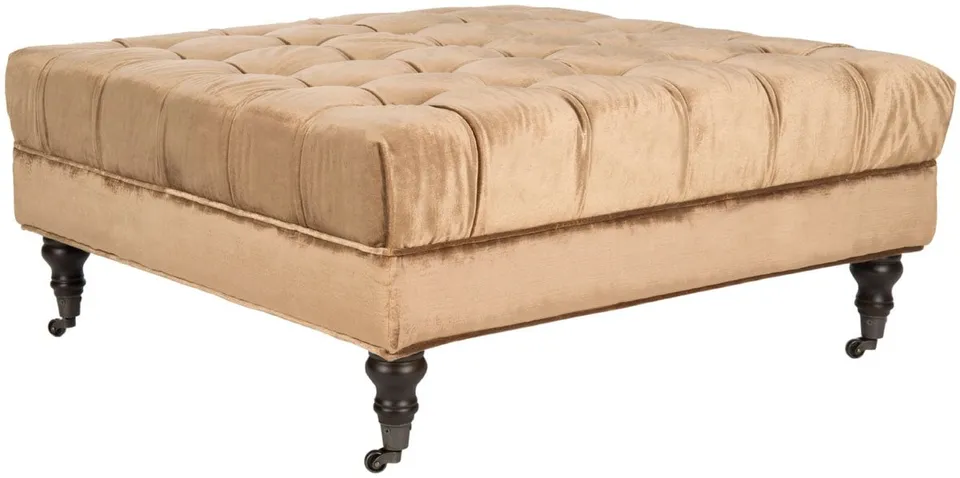 Clark Tufted Cocktail Ottoman - Gold/Olive/Espresso