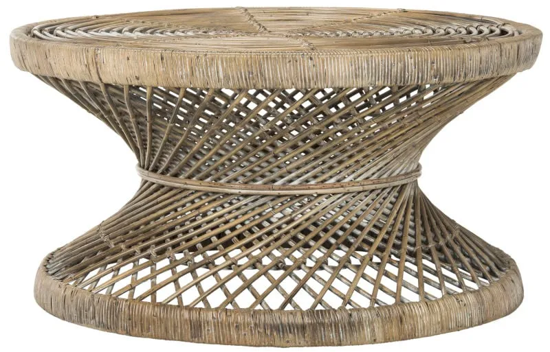 Grimson Large Bowed Coffee Table - Grey White Wash