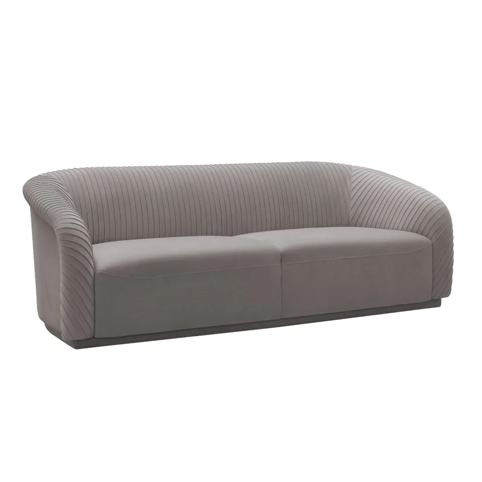 Yara Pleated Grey Velvet Sofa