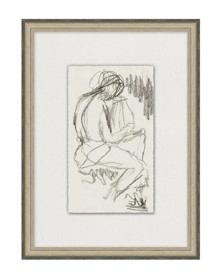 Figure Sketch Framed Art, 14" x 19"