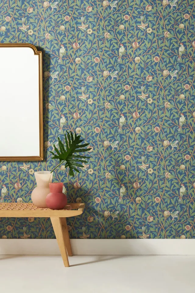 Bird & Pomegranate Floral Wallpaper