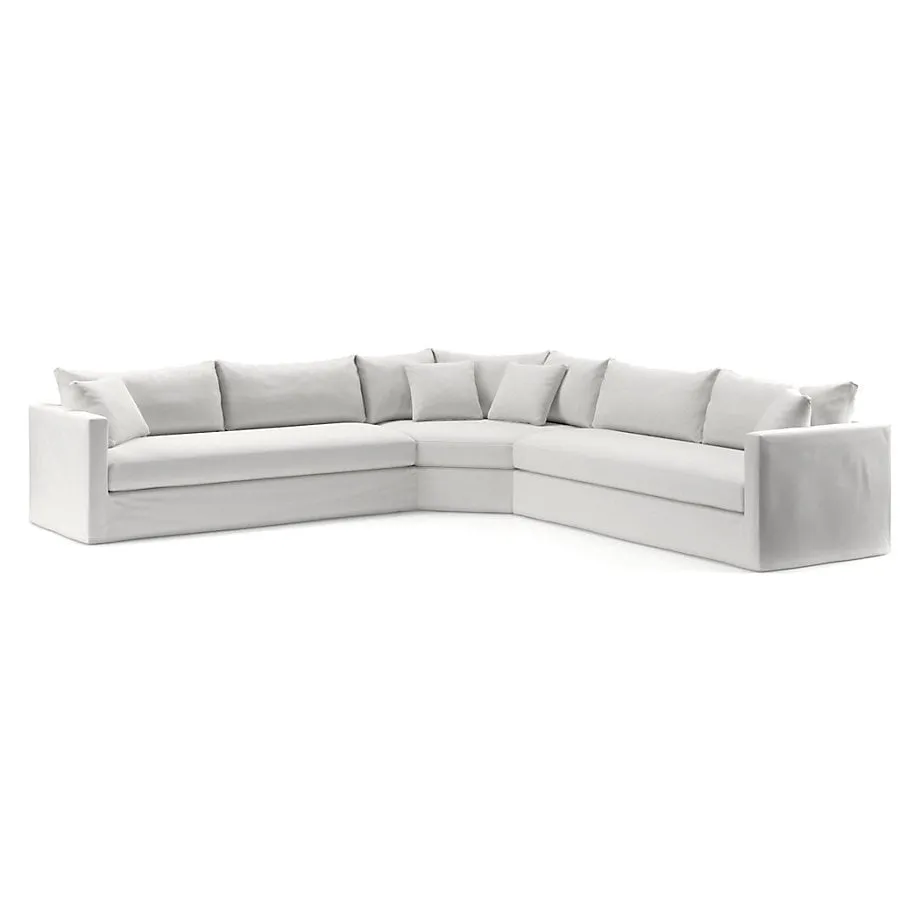 Willow II 3-Piece L-Shaped Wedge Slipcovered Bench Sectional Sofa
