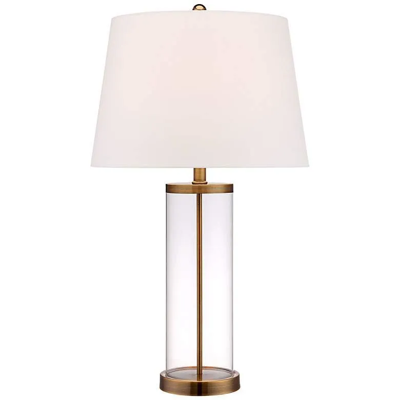 Possini Euro 26" Gold and Glass Cylinder Modern Fillable Table Lamp
