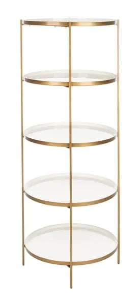 Tia Round 5 Tier Etagere - White/Brass