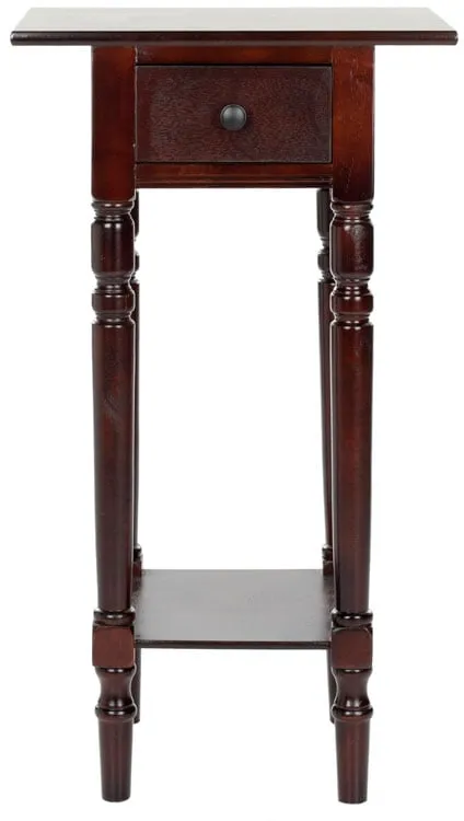 Sabrina End Table With Storage Drawer - Dark Cherry