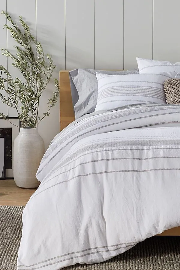 Rippled Stripe Organic Duvet Cover