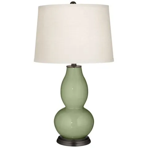 Color Plus Double Gourd  28 3/4" High Majolica Green Table Lamp