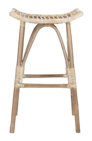 Leda Rattan Barstool - Grey White Wash