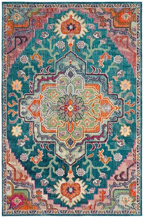 Arlo Home Woven Area Rug, CRS501T, Teal/Rose,  8' X 10'