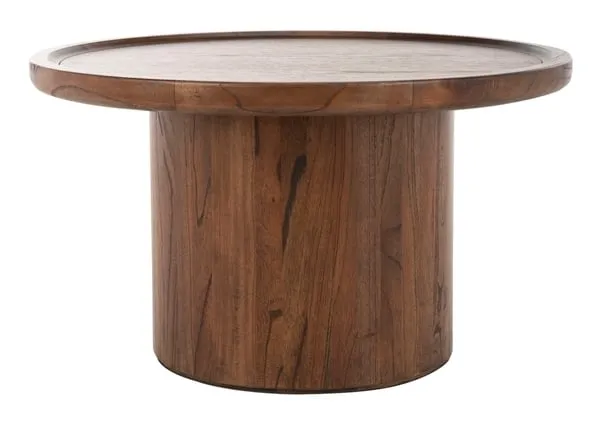Devin Round Pedestal Coffee Table - Dark Brown