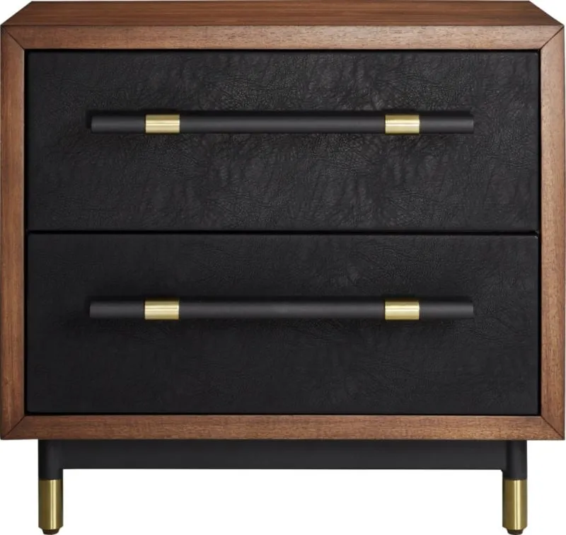 Oberlin 24" Vegan Leather and Wood 2-Drawer Nightstand