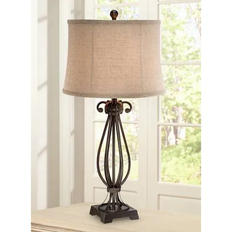 Regency Hill 32" High Taos Scroll Metal Iron Table Lamp