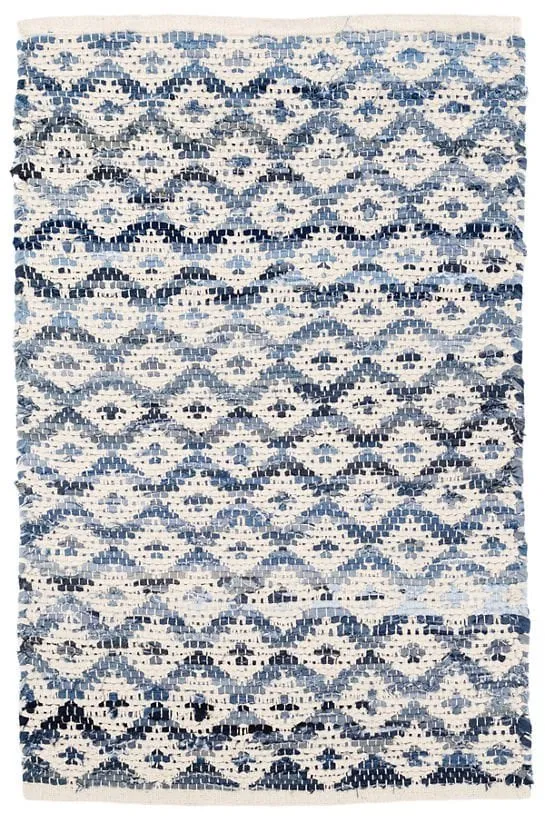 DENIM RAG DIAMOND IVORY WOVEN COTTON RUG 5 x 8