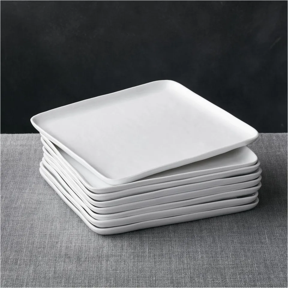 Mercer White Square Porcelain Dinner Plates, Set of 8