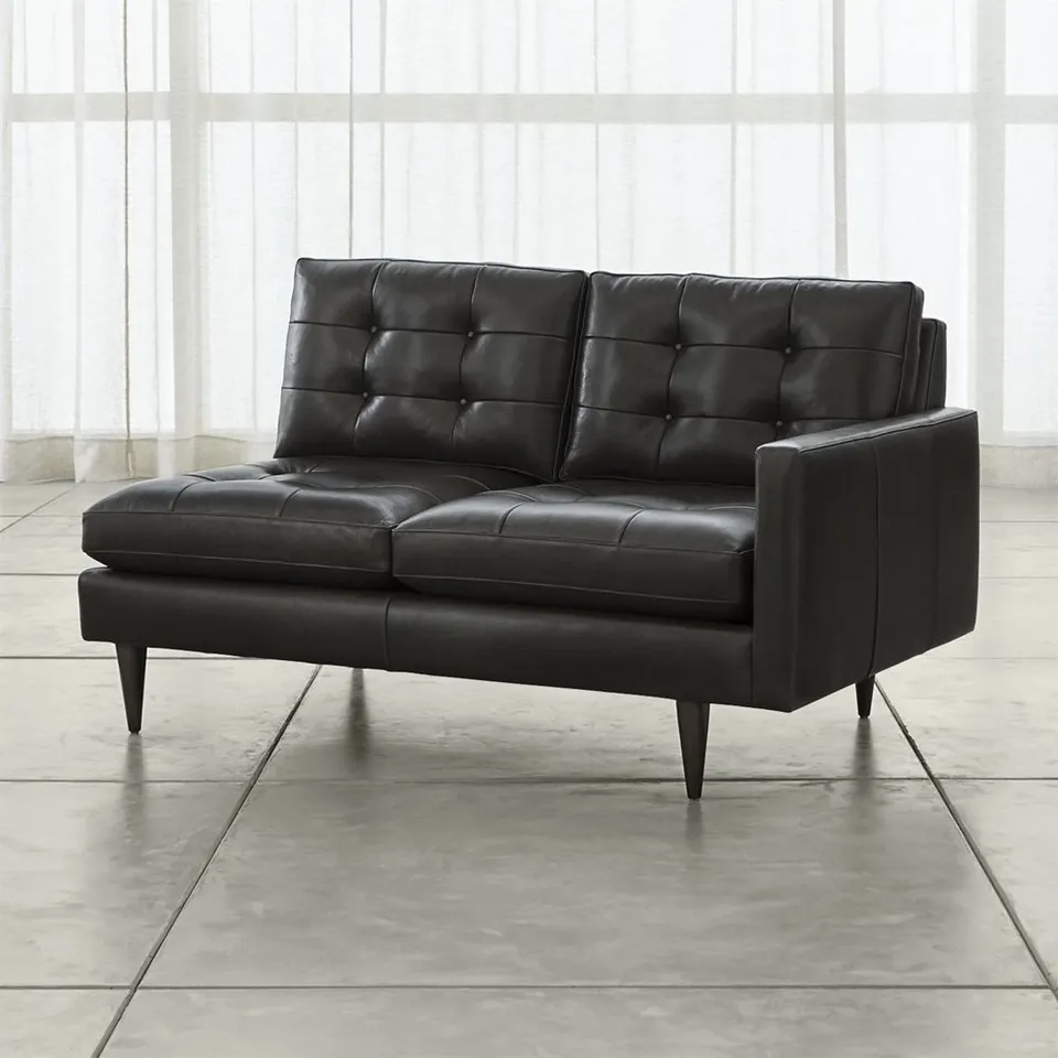 Petrie Leather Midcentury Right-Arm Loveseat Sectional Piece