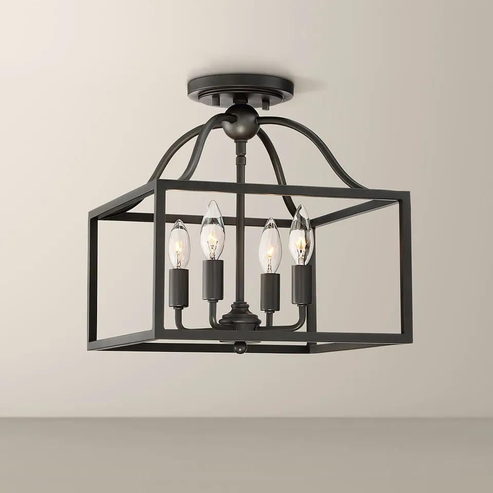 Baxter 13" Black Open Cage 4-Light Ceiling Light